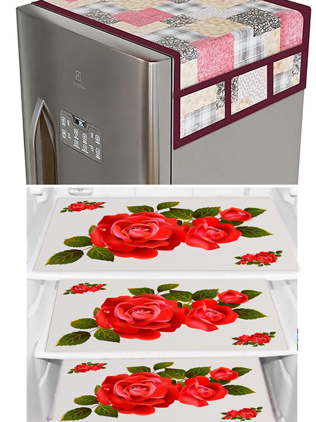 

Dakshya Industries Red & Beige 4 Pieces Printed Refrigerator Covers