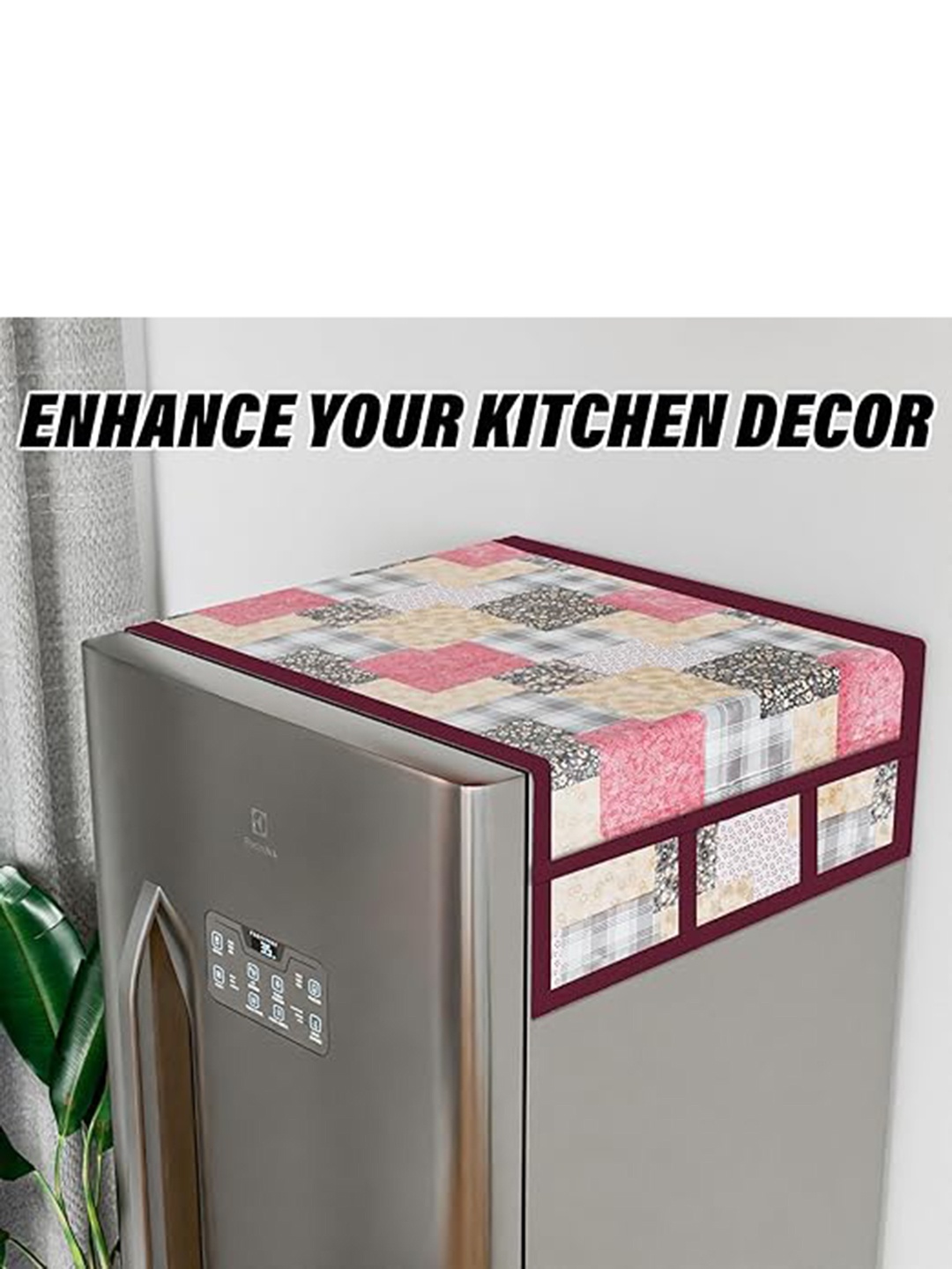 

Dakshya Industries Pink 4 Pieces Printed Refrigerator Cover