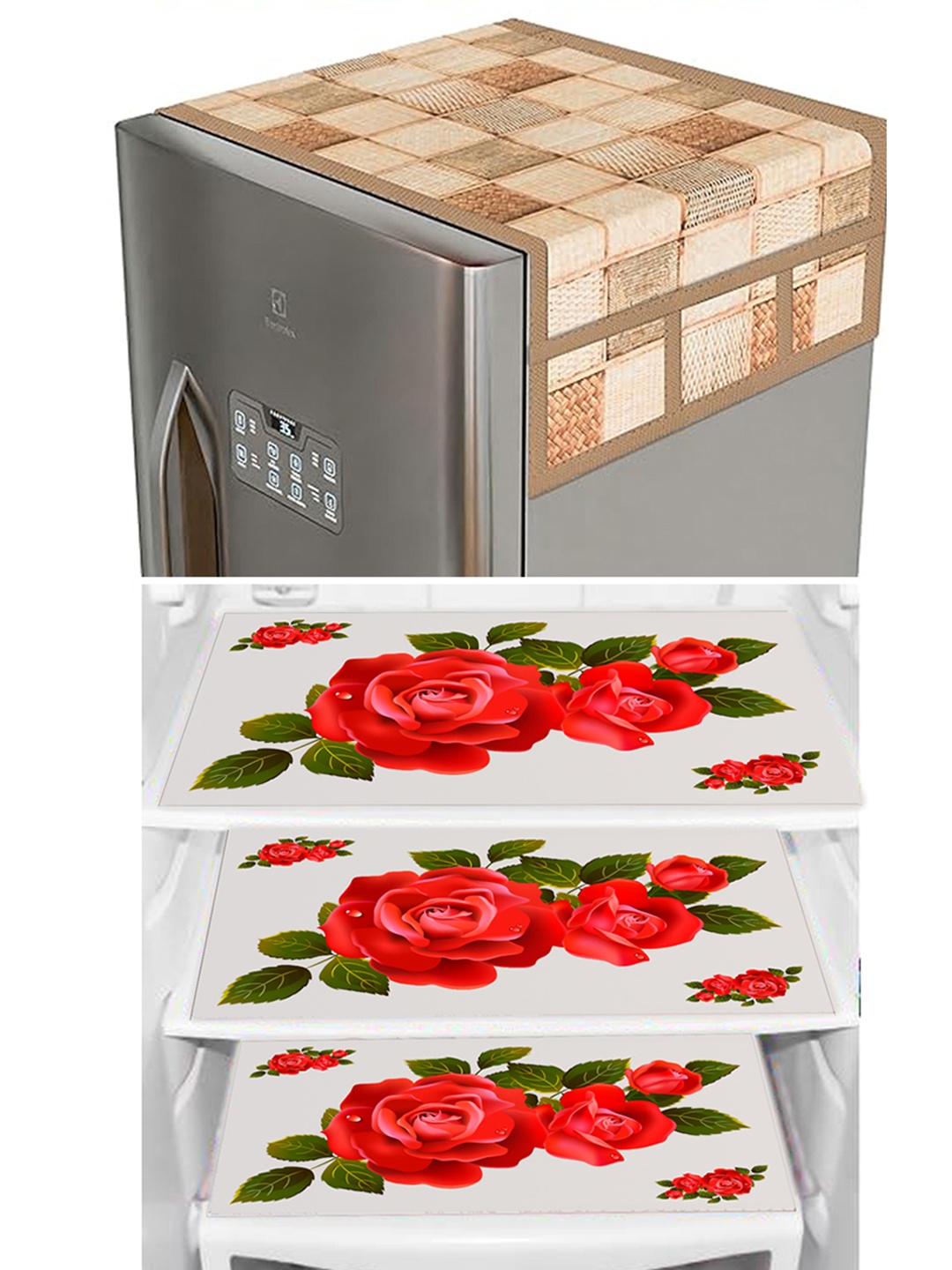 

Dakshya Industries Red & Brown 4 Pieces Printed Refrigerator Covers & Mat