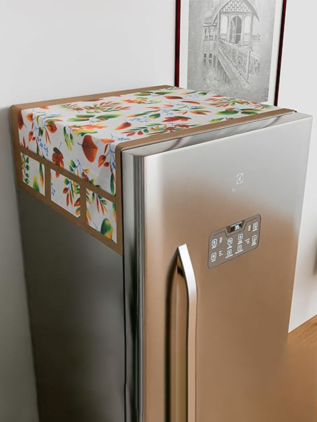 

Dakshya Industries Beige & White 4Pcs Refrigerator covers & Mats