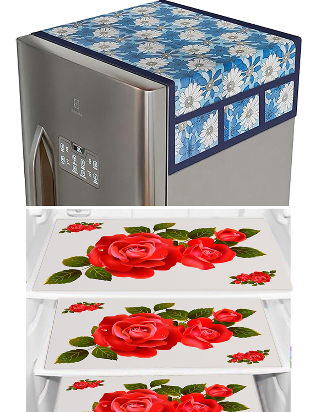 

Dakshya Industries Red & Blue 4 Pieces Printed Refrigerator Covers