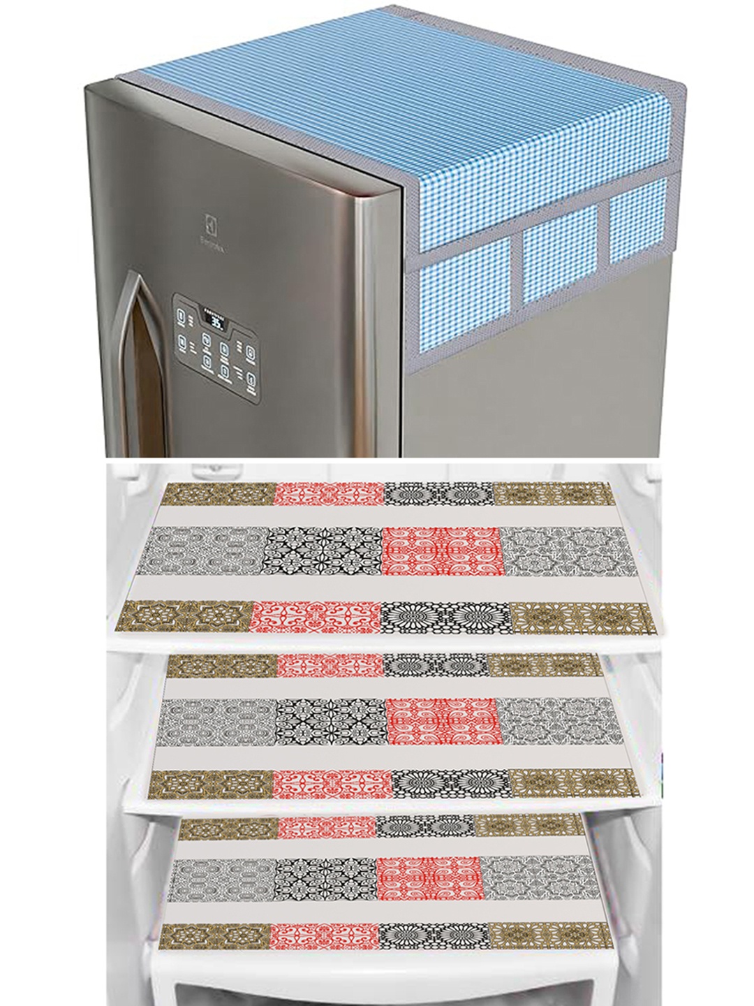 

Dakshya Industries Blue & Red 4 Pieces Printed Refrigerator Covers