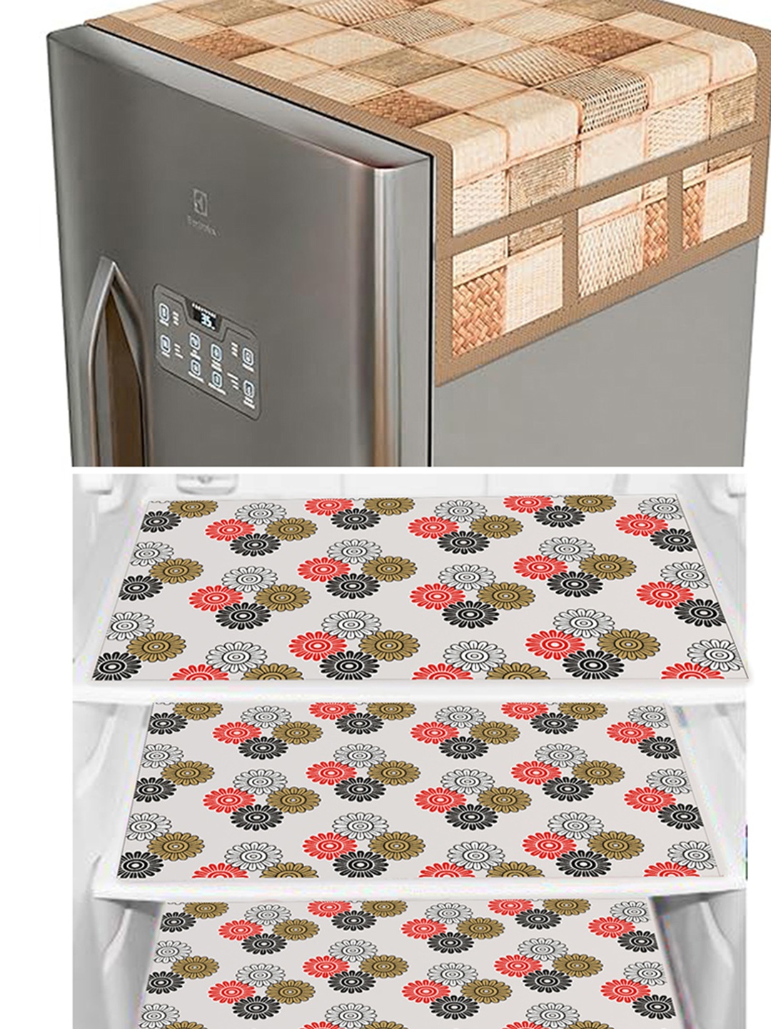 

Dakshya Industries Brown & Black 4 Pieces Printed Refrigerator Covers