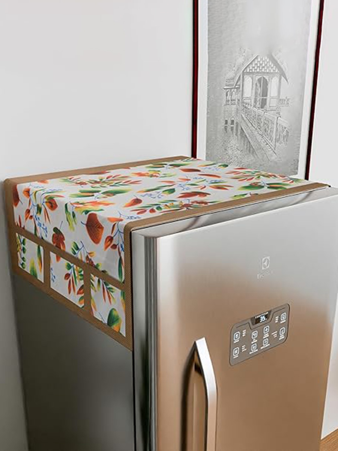

Dakshya Industries Brown & Pink 4Pcs Refrigerator covers & Mats