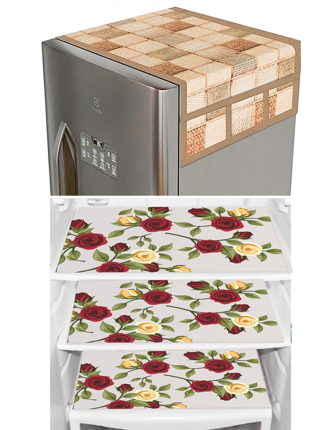 

Dakshya Industries Yellow & Brown 4 Pieces Floral Printed Refrigerator Covers