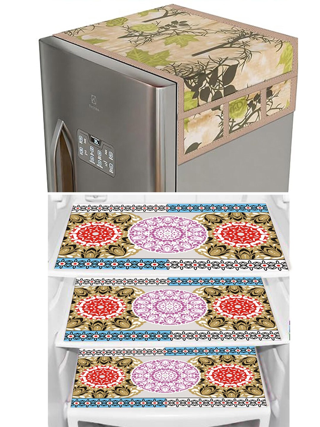 

Dakshya Industries Green and Grey 4 Pieces Printed Refrigerator Covers