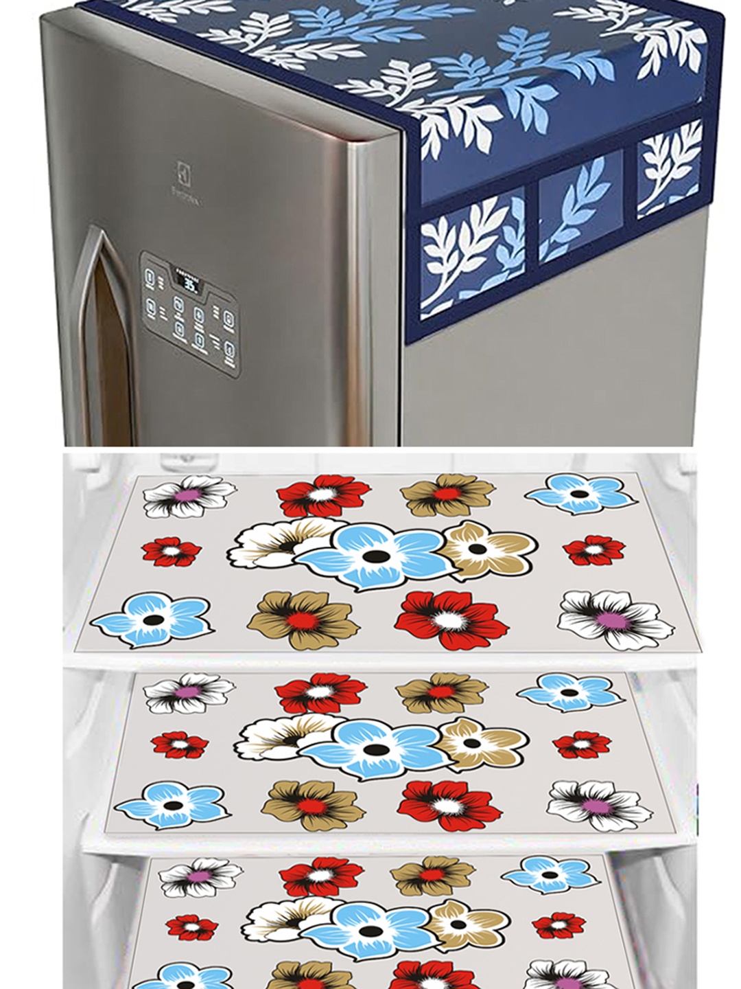 

Dakshya Industries Blue & White 4 Pieces Printed Refrigerator Covers