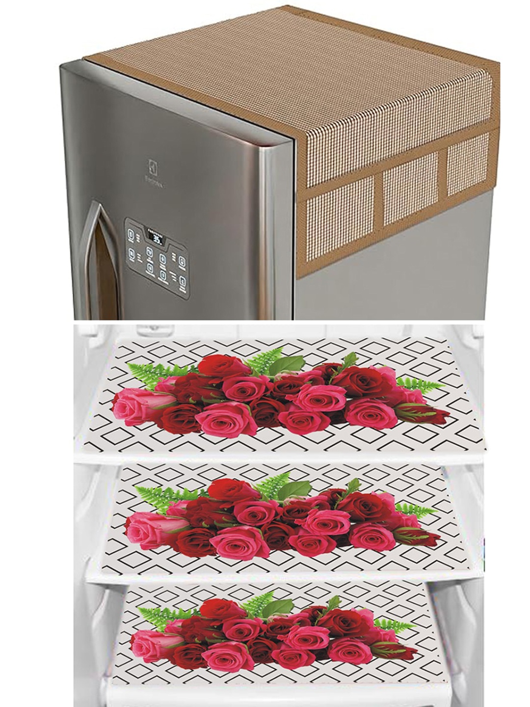 

Dakshya Industries Maroon & Brown 4-pcs Printed Refrigerator Covers