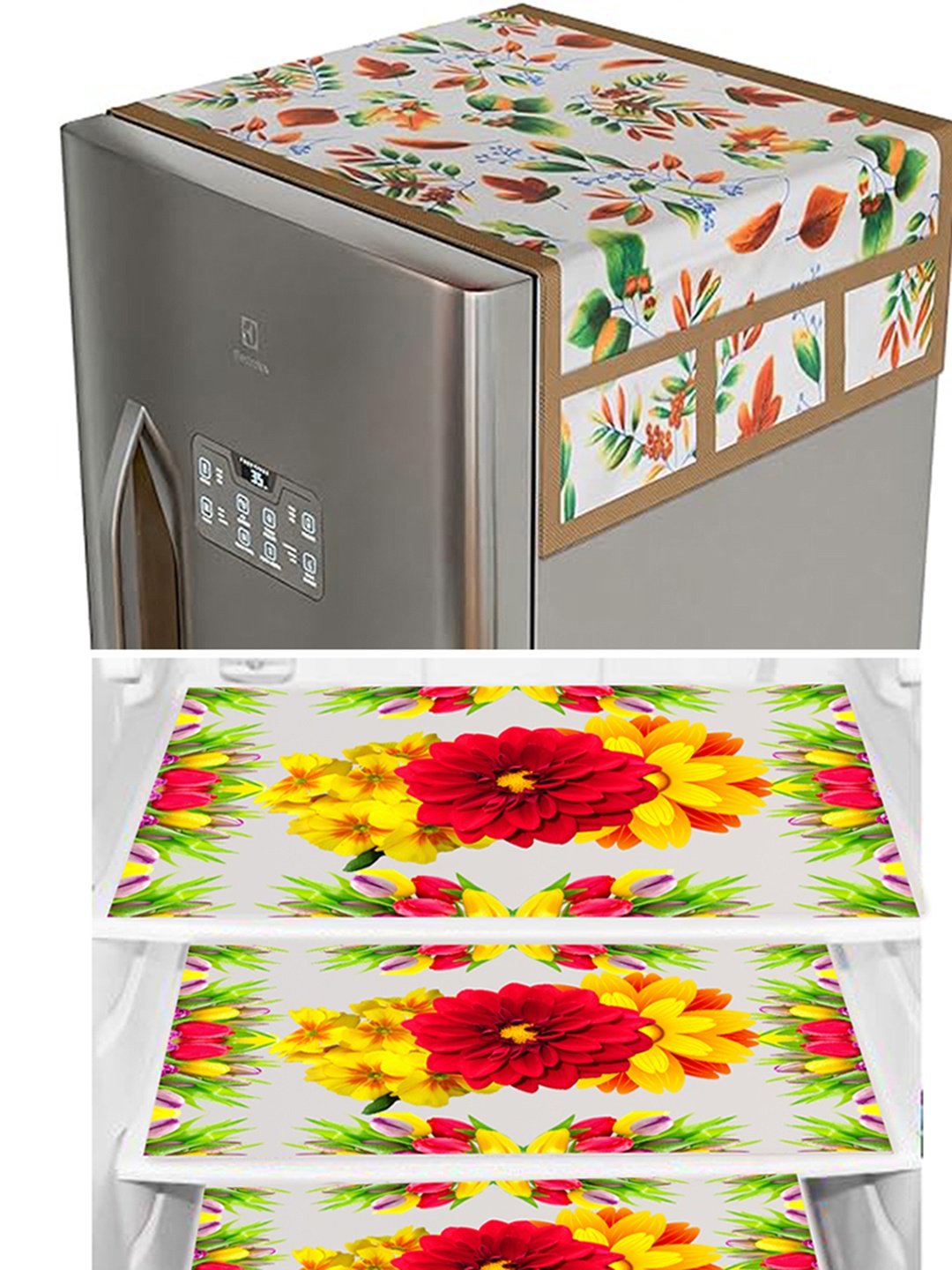 

Dakshya Industries Yellow & Red 4 Pieces Printed Refrigerator Covers
