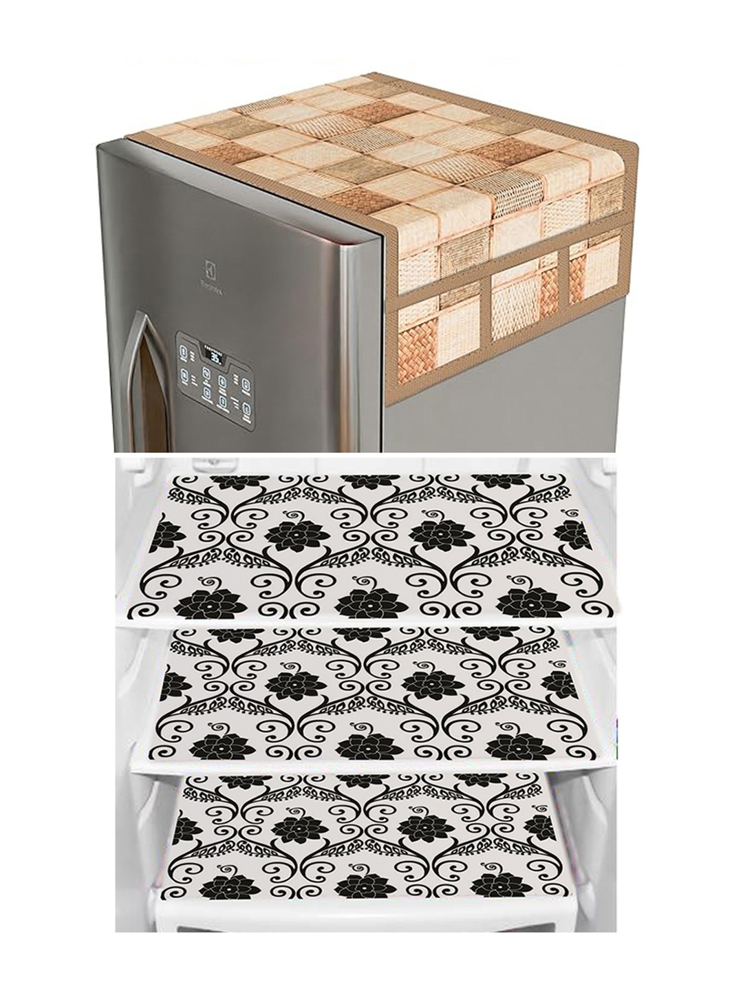 

Dakshya Industries White & Black 4 Pieces Printed Refrigerator Covers