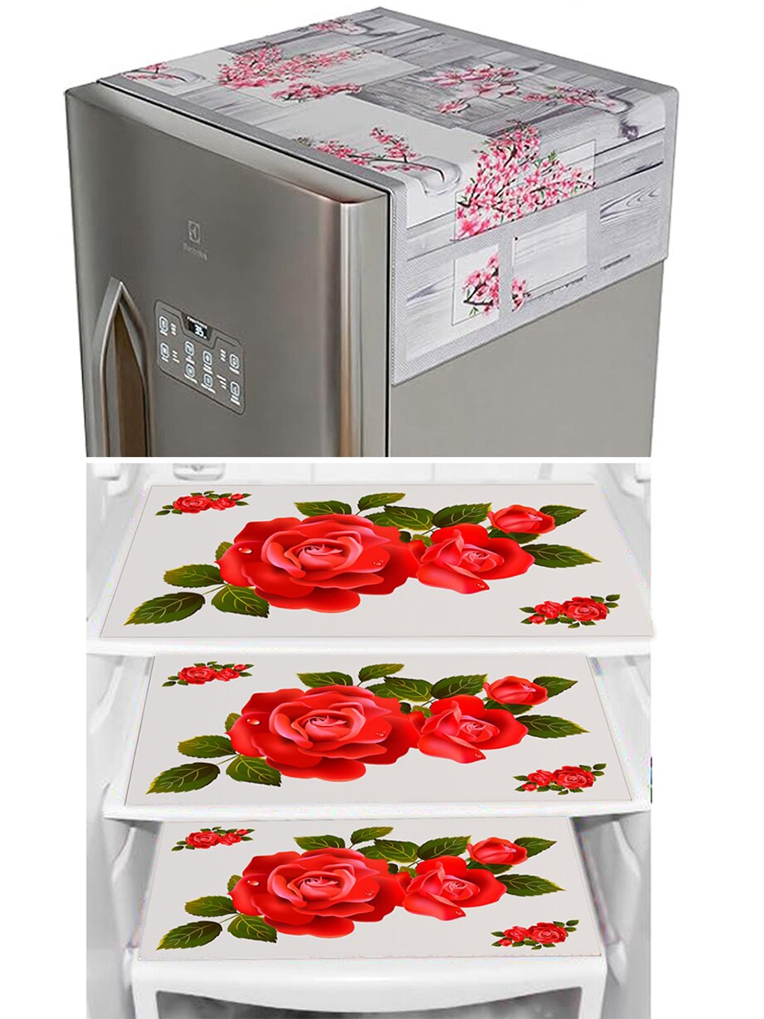 

Dakshya Industries White & Grey 4 Pieces Printed Refrigerator Covers