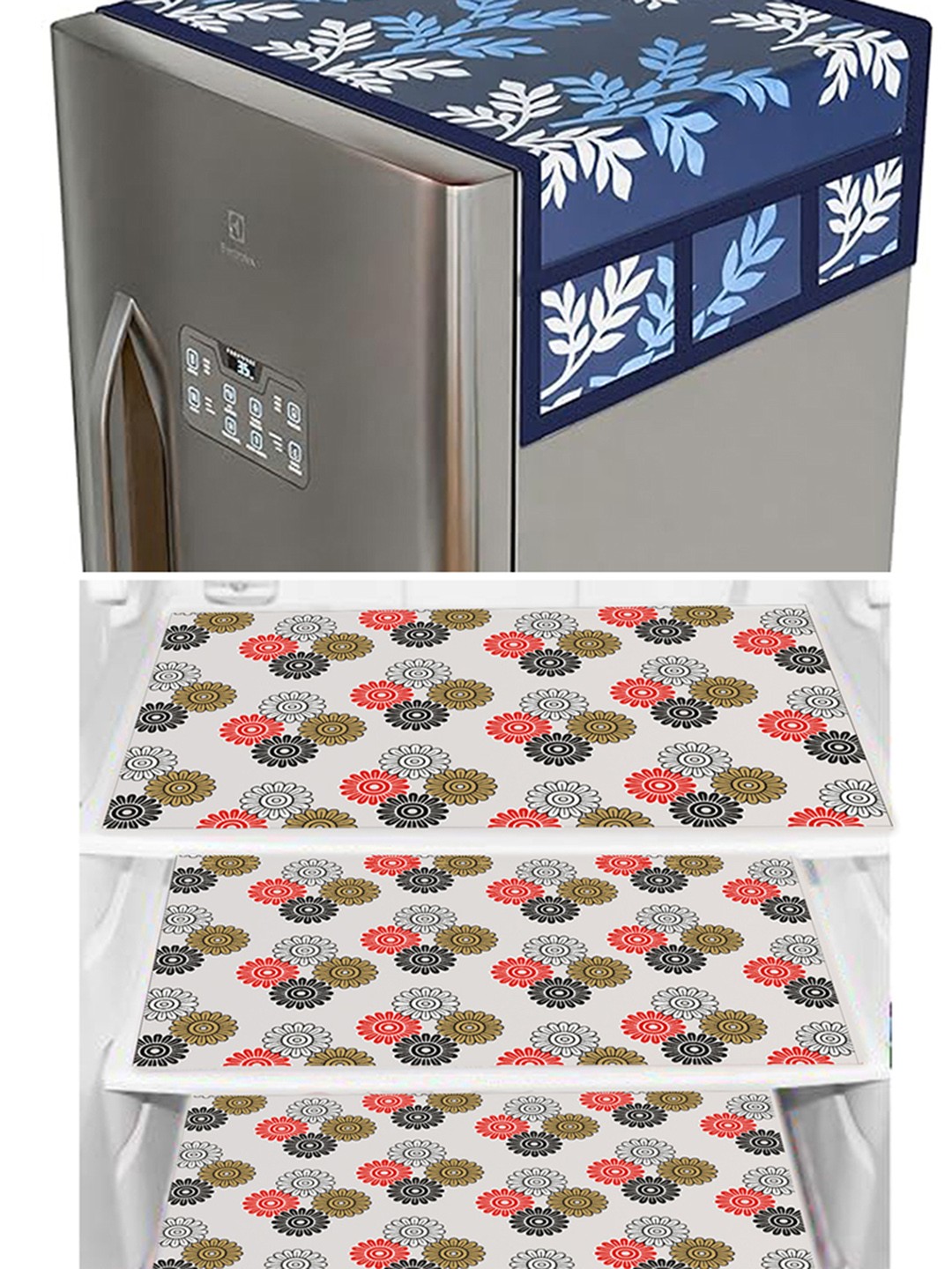 

Dakshya Industries Blue & White 4 Pieces Printed Refrigerator Covers