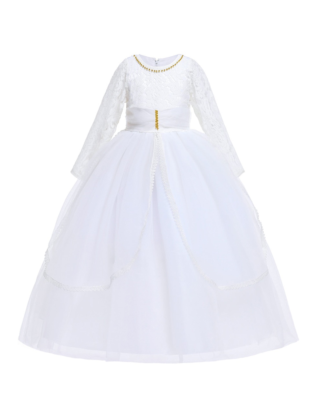 

StyleCast Girls Embellished Round Neck Long Sleeves Maxi Dress, White