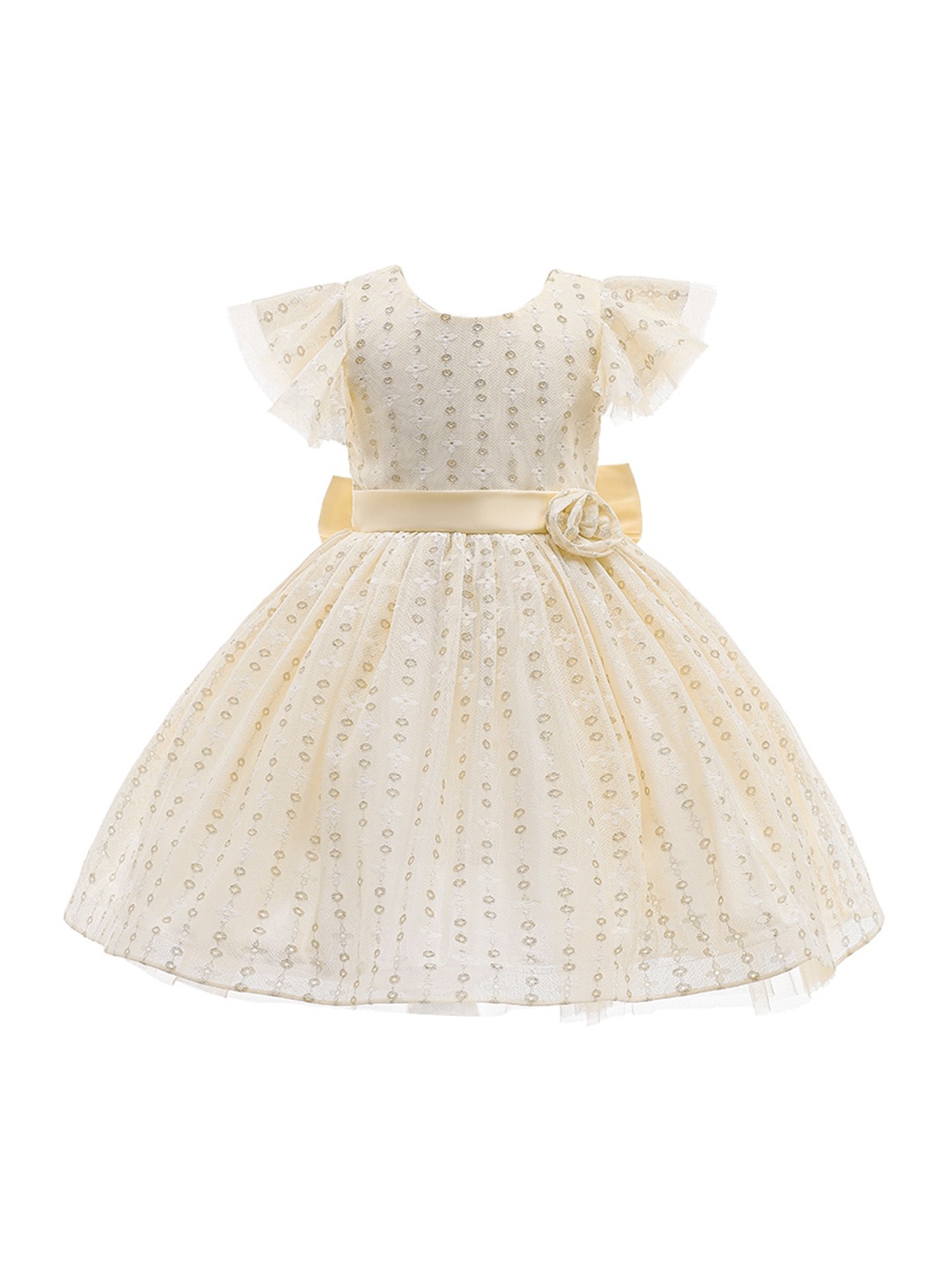 

StyleCast Girls Self Design Flared Sleeve Fit & Flare Dress, Champagne
