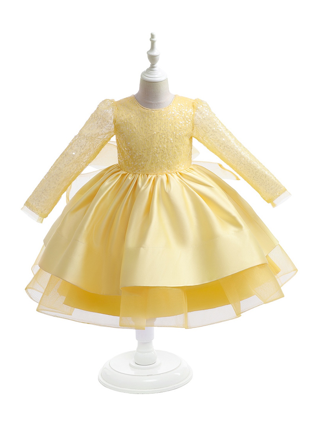

StyleCast Yellow Round Neck Embellished Fit & Flare Dress