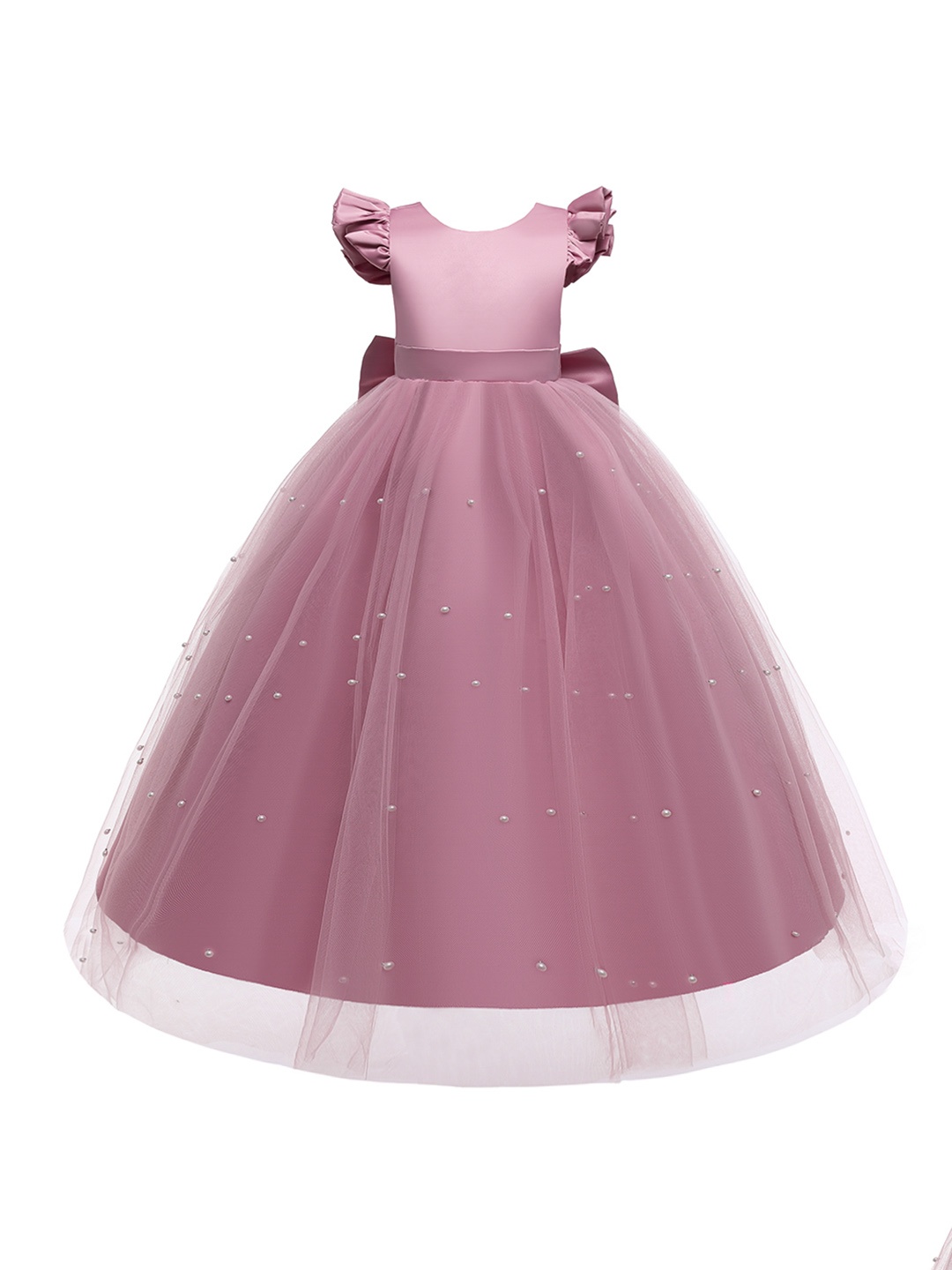 

StyleCast Girls Pink Round neck Short Sleeves Embellished Maxi Dress