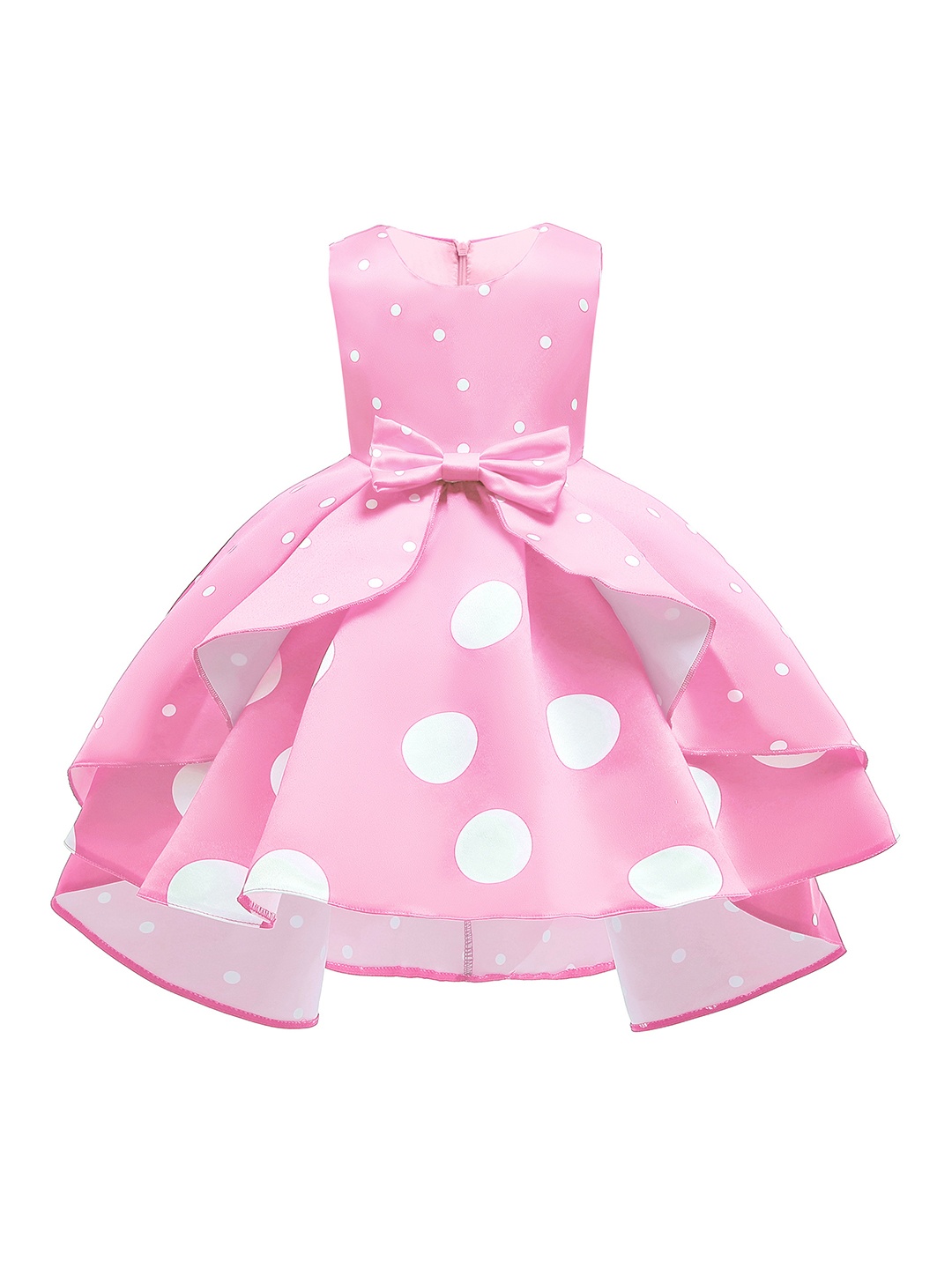 

StyleCast Pink Polka Dot Printed Flared Layered Fit & Flare Dress