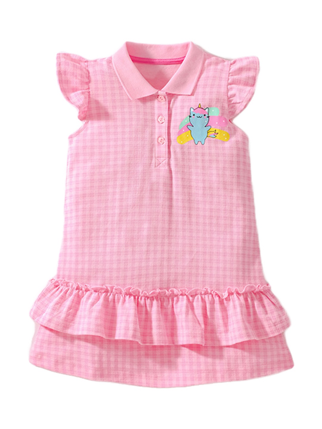 

StyleCast Girls Pink Checked Drop-Waist Cotton Dress