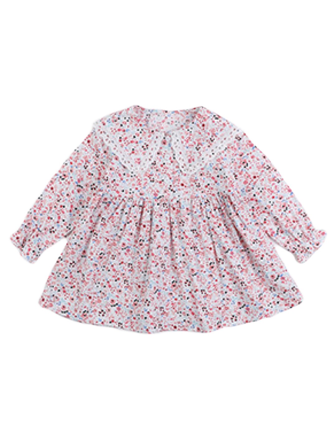 

StyleCast Girls Pink Floral Printed Peter Pan Collar Ruffled Cotton A-Line Dress