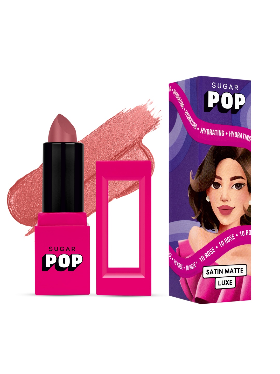 

SUGAR POP Luxe Satin Matte Bullet Lipstick - 3g - Rose 10, Pink