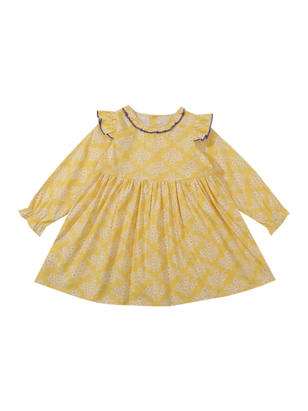 

StyleCast Yellow Bohemian Printed Cotton Flared A-Line Dress