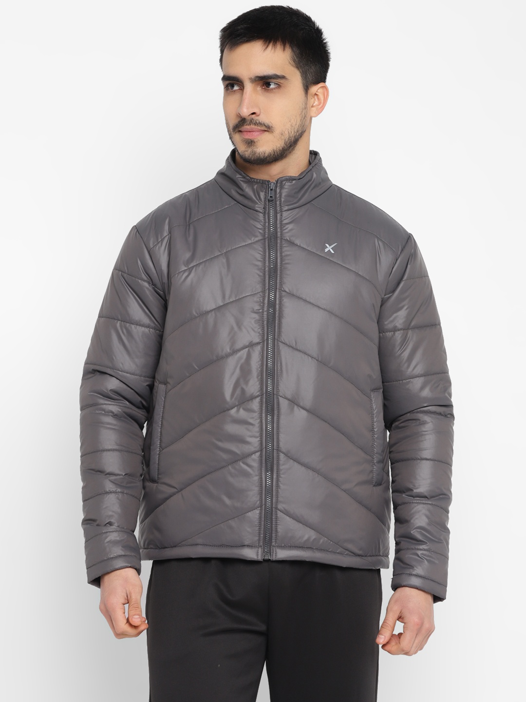 

HRX by Hrithik Roshan Mock Collar Long Sleeves Padded Jacket, Grey