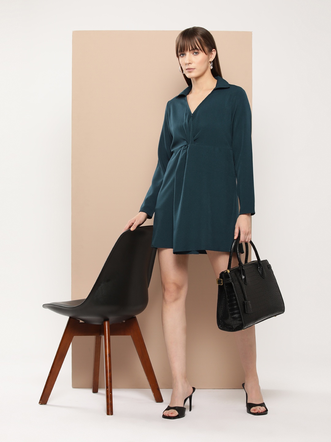 

her by invictus Shirt Mini Dress, Teal