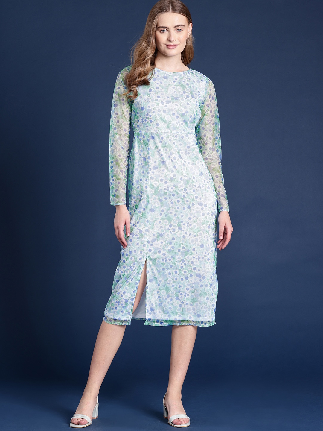 

Mast & Harbour Floral Print Sheath Dress, White