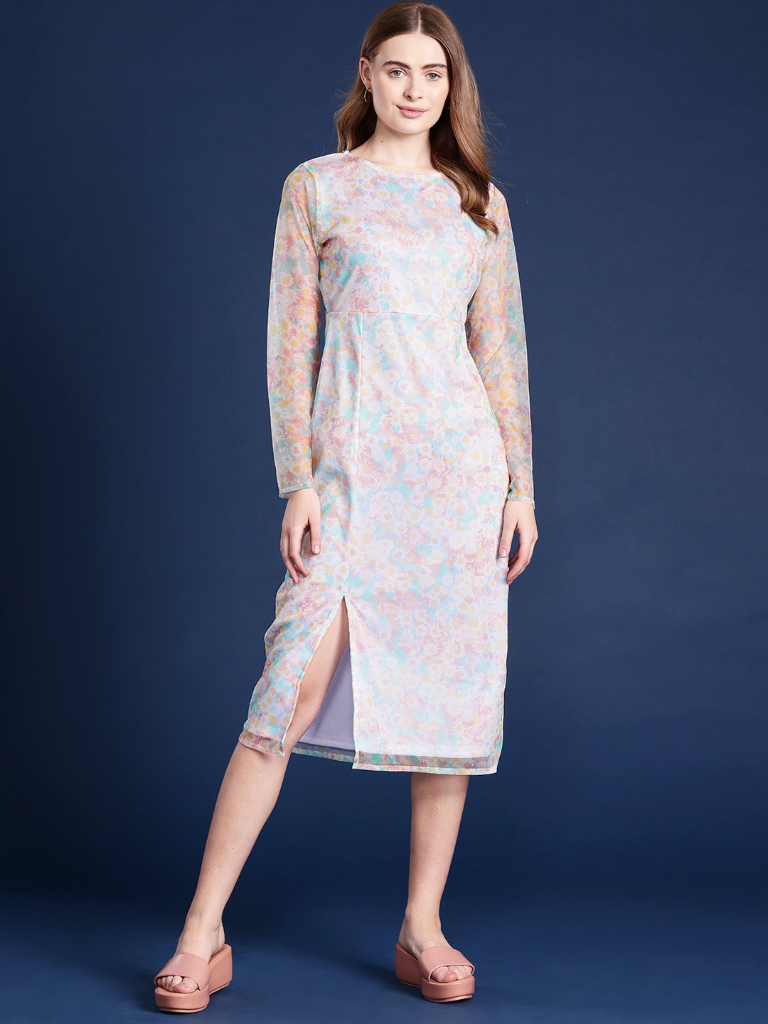 

Mast & Harbour Floral Print Sheath Dress, White