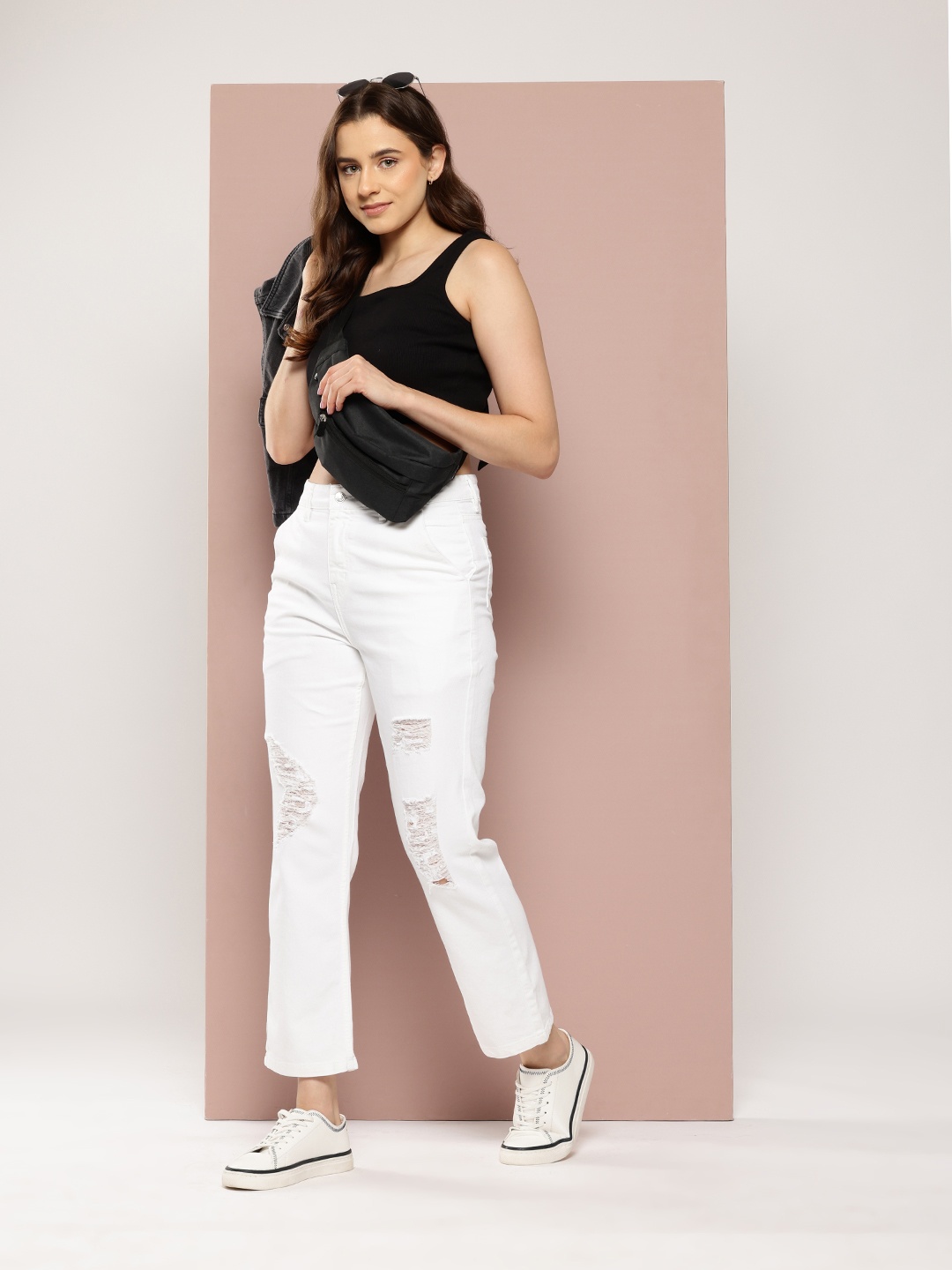 

Harvard Women Straight Fit Ripped Jeans, White