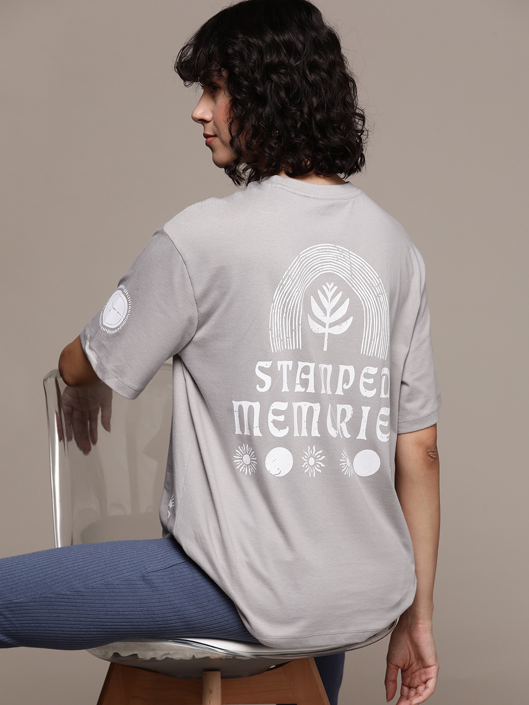 

The Roadster Lifestyle Co. Typography Printed Oversized T-shirt, Grey