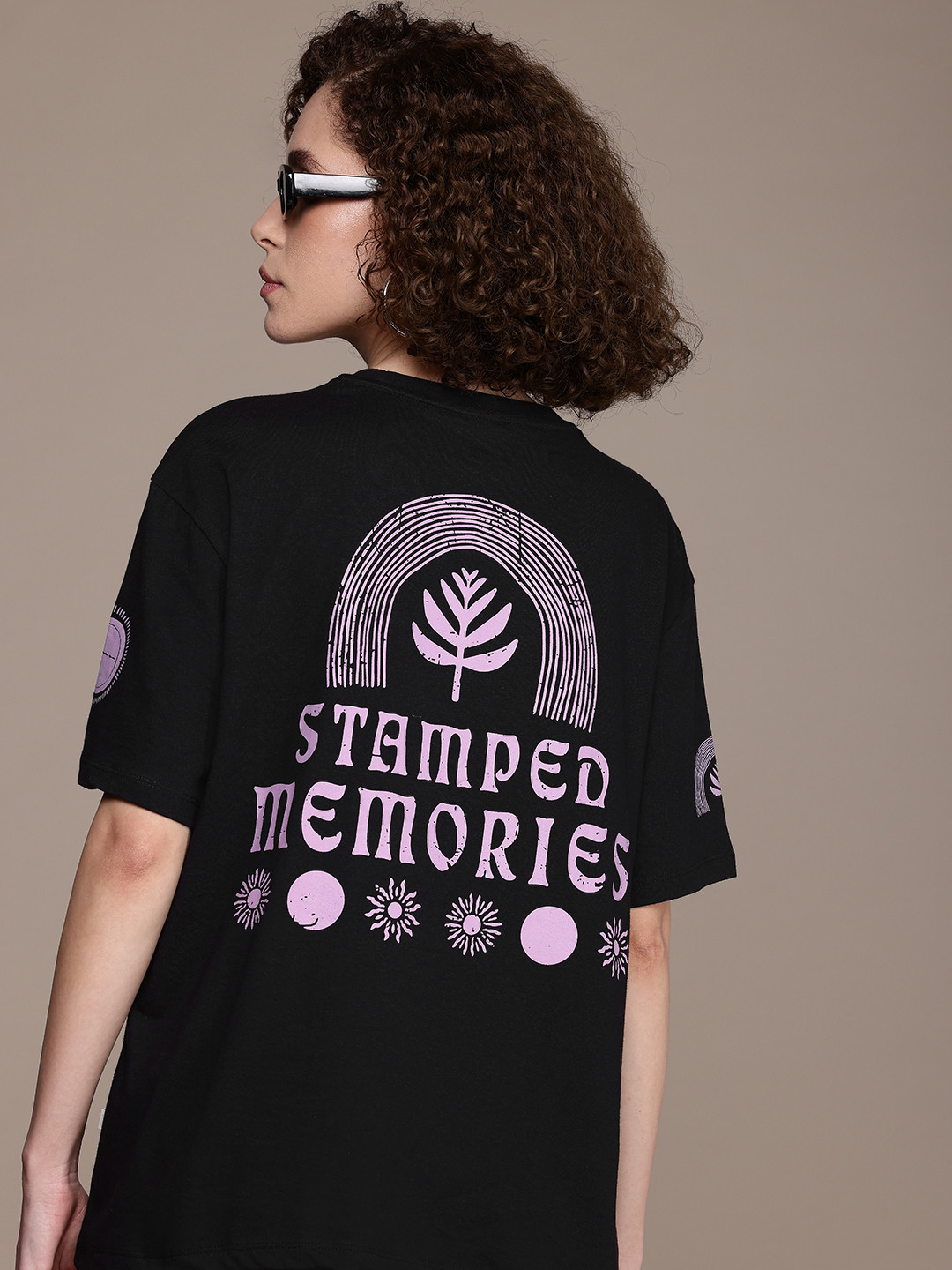 

The Roadster Life Co. Printed Drop-Shoulder Sleeves Oversized T-shirt, Black