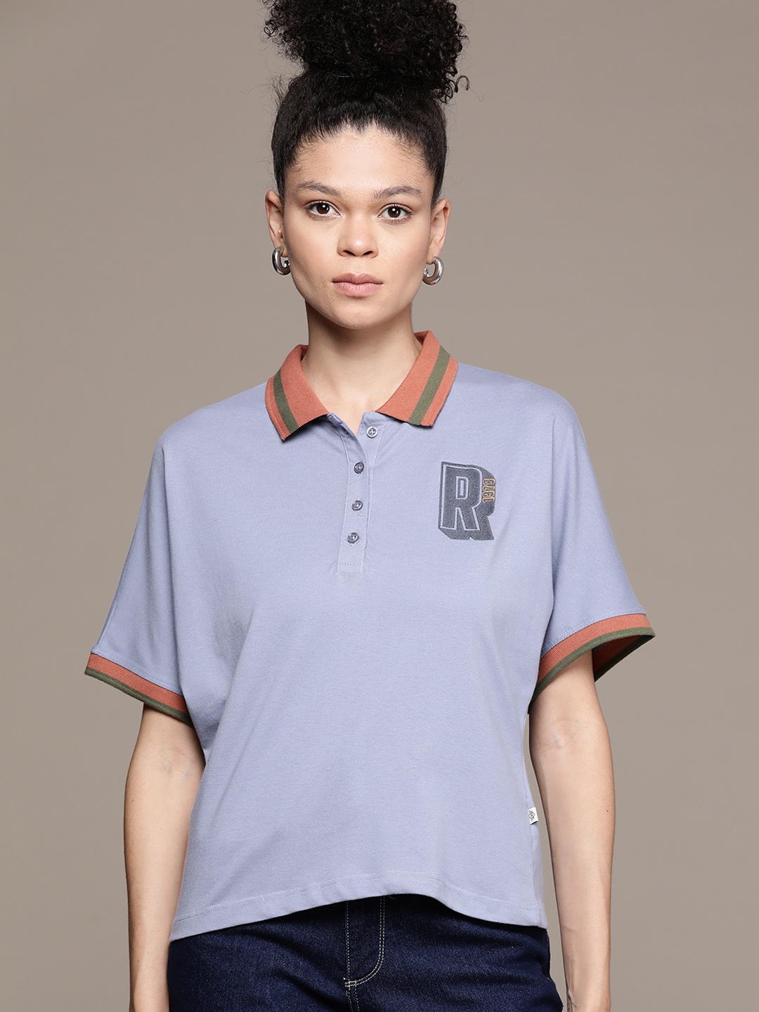

The Roadster Lifestyle Co. Polo Collar Extended Sleeves T-shirt, Blue