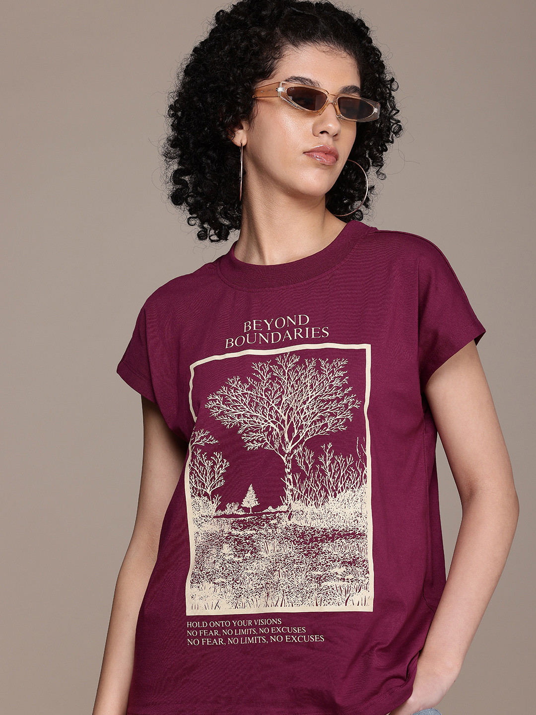

Roadster Printed Boxy T-shirt, Burgundy