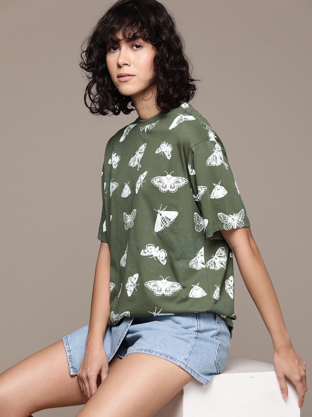 

The Roadster Life Co. Graphic Printed Oversized T-shirt, Green