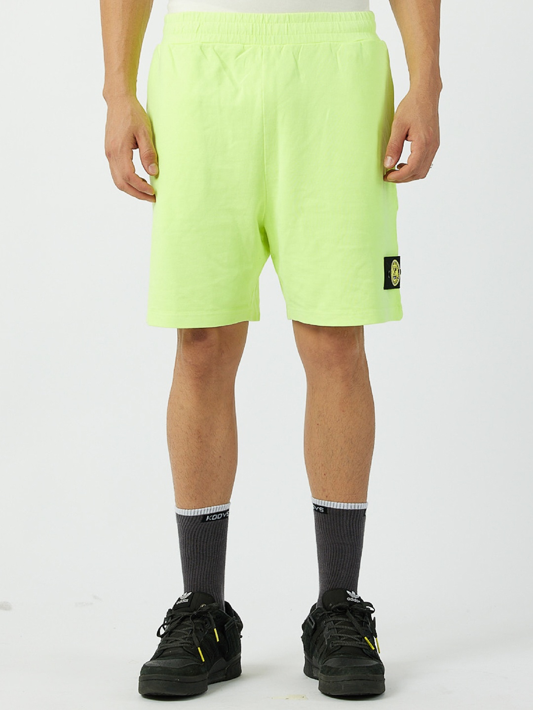 

Koovs Men Mid-Rise Cotton Sports Shorts, Green