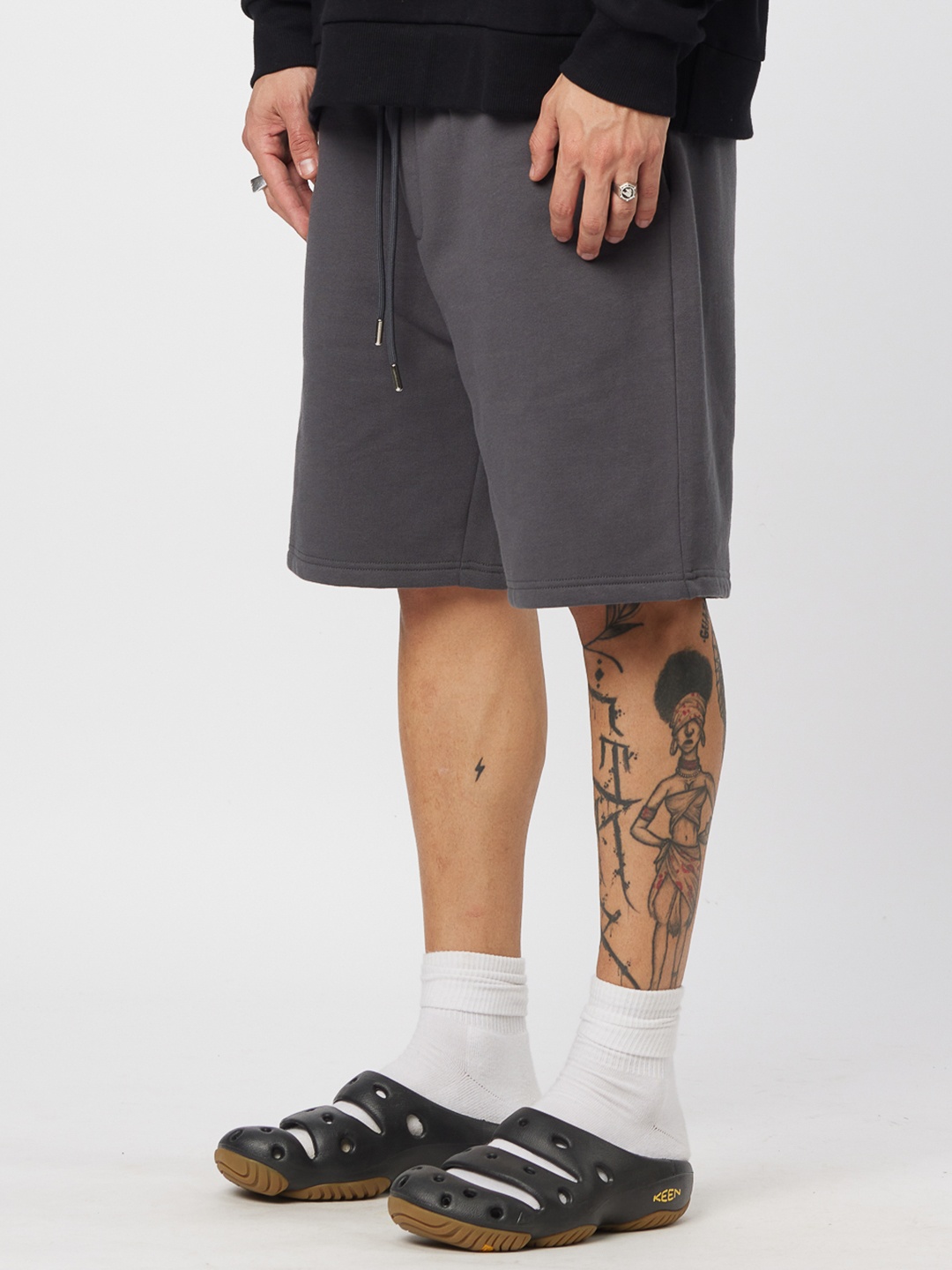 

Koovs Men Mid-Rise Pure Cotton Shorts, Grey