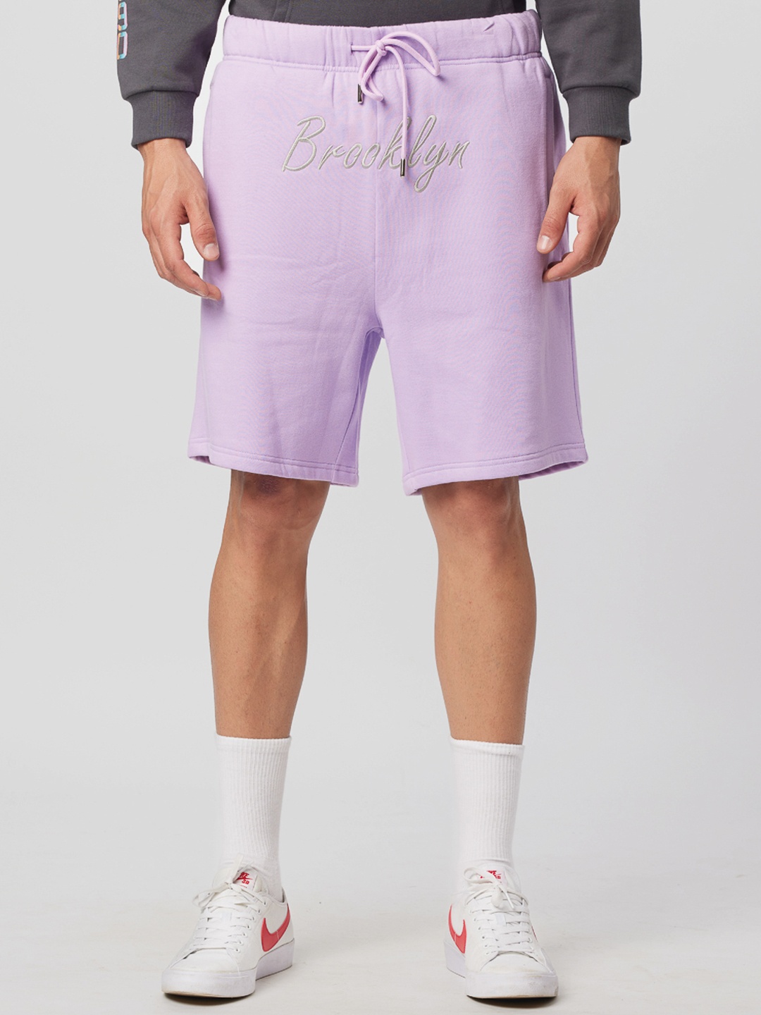 

Koovs Men Mid-Rise Pure Cotton Shorts, Purple