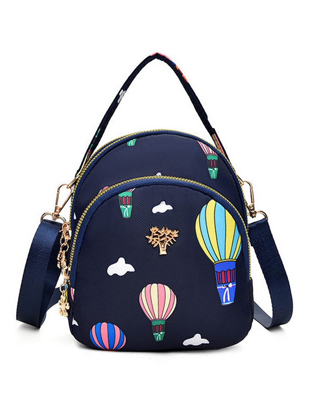 

Diva Dale Conversational Printed Miniature Sling Bag, Navy blue