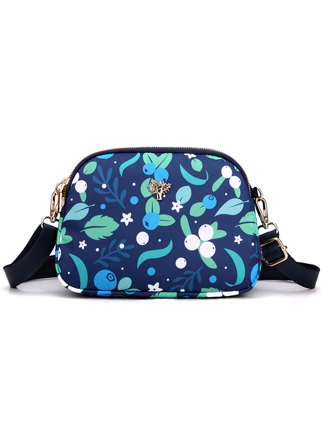 

Diva Dale Floral Printed Structured Sling Bag, Blue