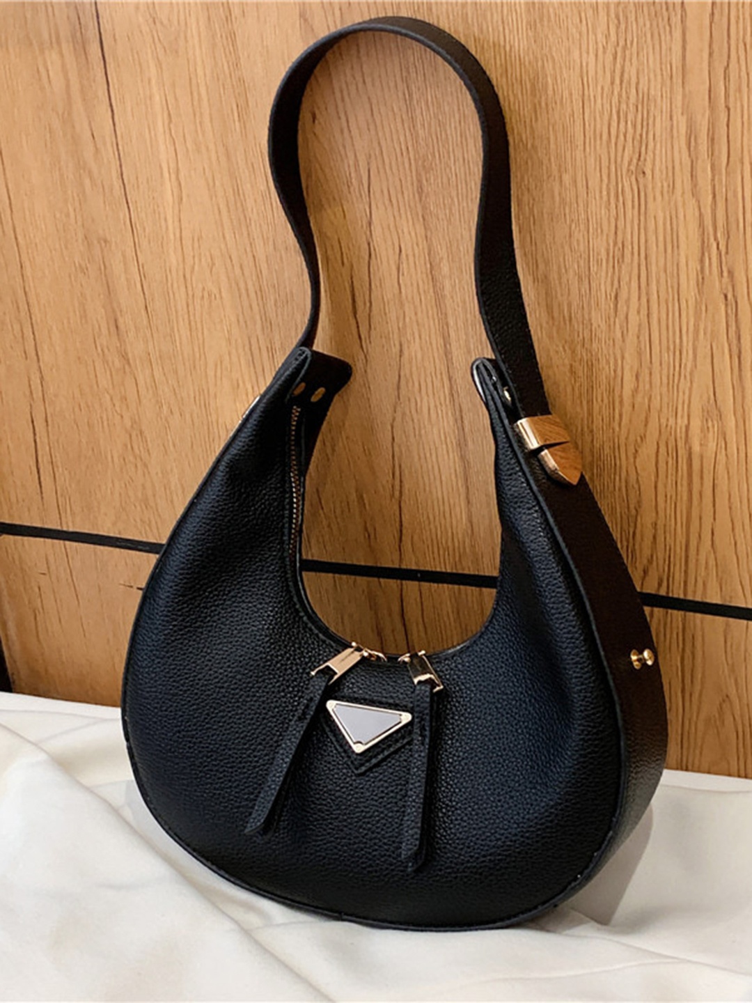 

Diva Dale Textured Half Moon Handheld Bag, Black