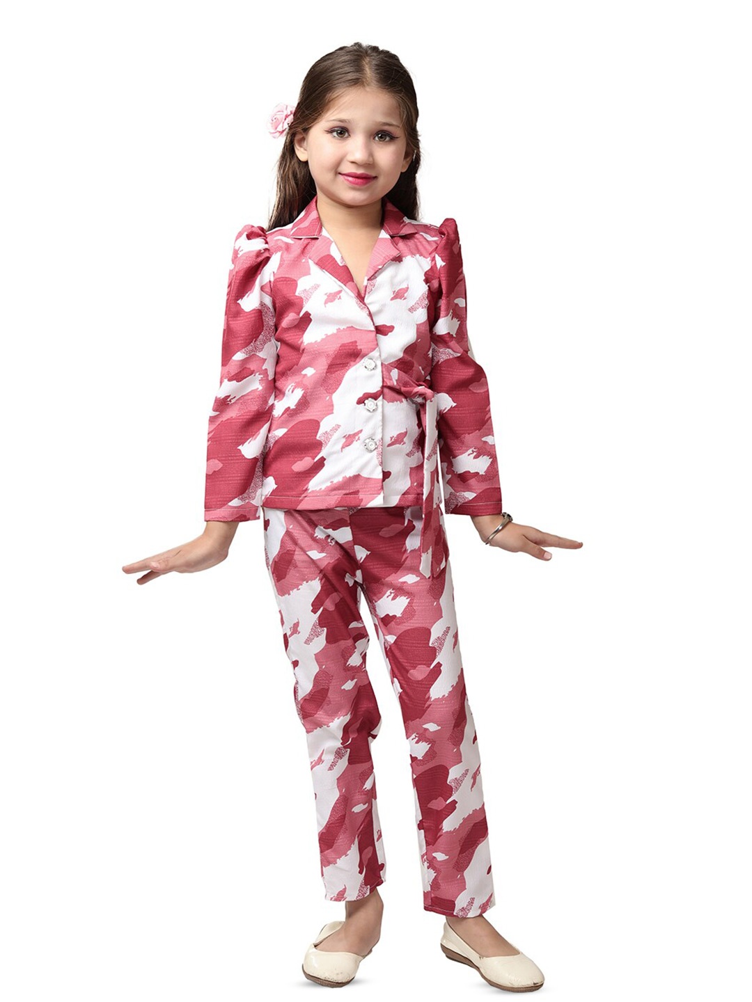 

BAESD Girls Printed Shirt & Trouser, Maroon