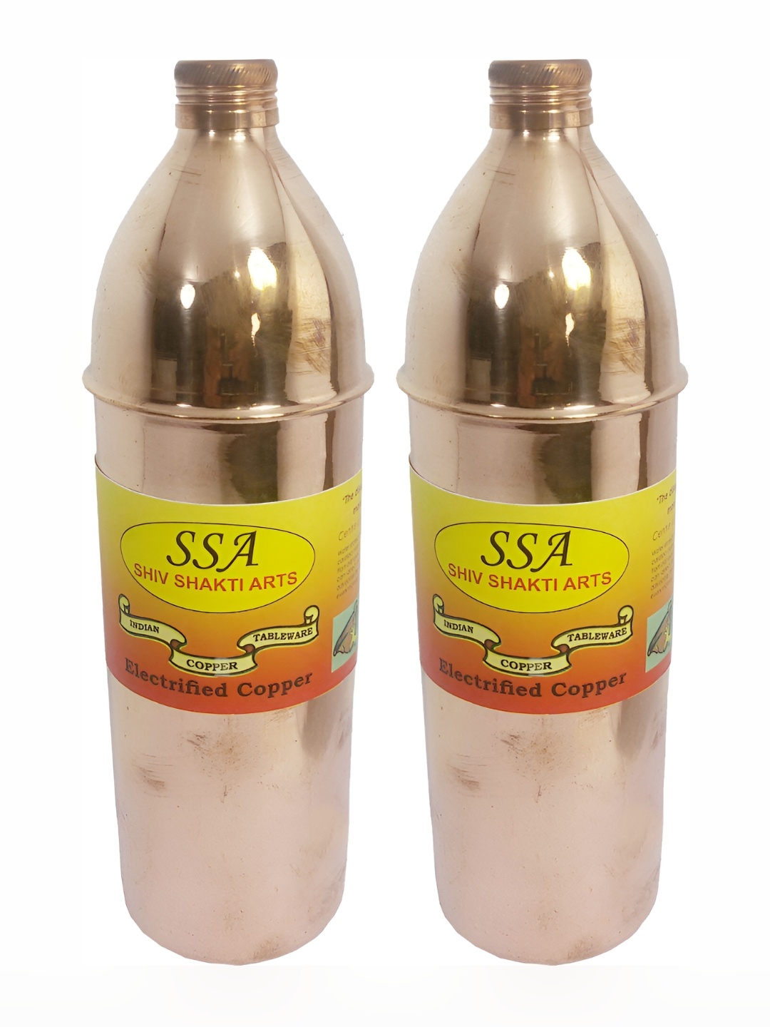 

Shivshakti Arts Gold Toned 2 Pieces Copper Water Bottle 800 ML