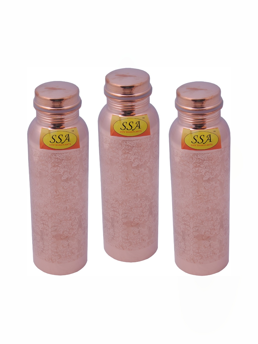 

Shivshakti Arts Copper Toned 3 Pieces Copper Water Bottle 1 Ltr