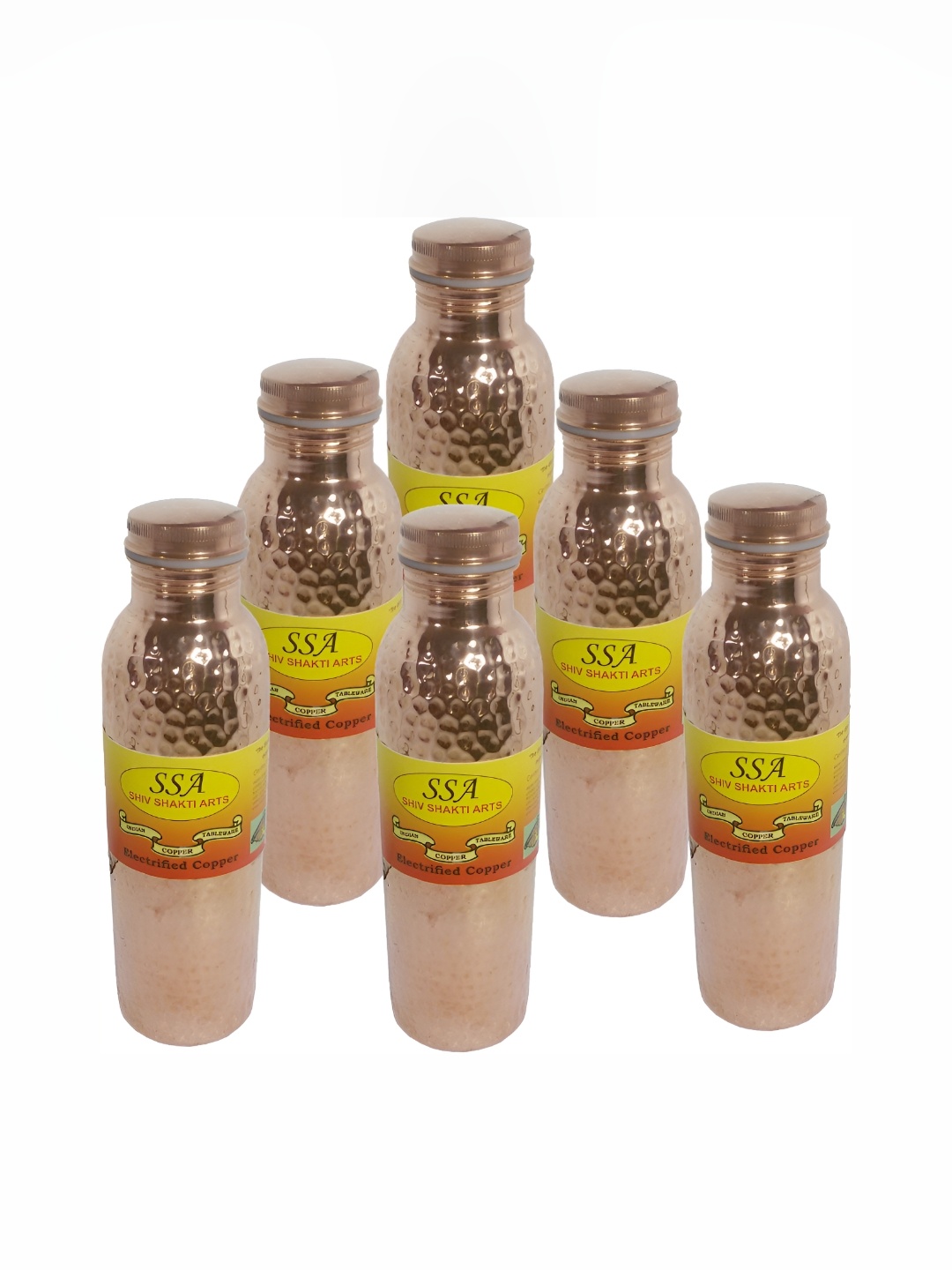 

Shivshakti Arts Copper Toned 6 Pieces Copper Water Bottle 850 ML