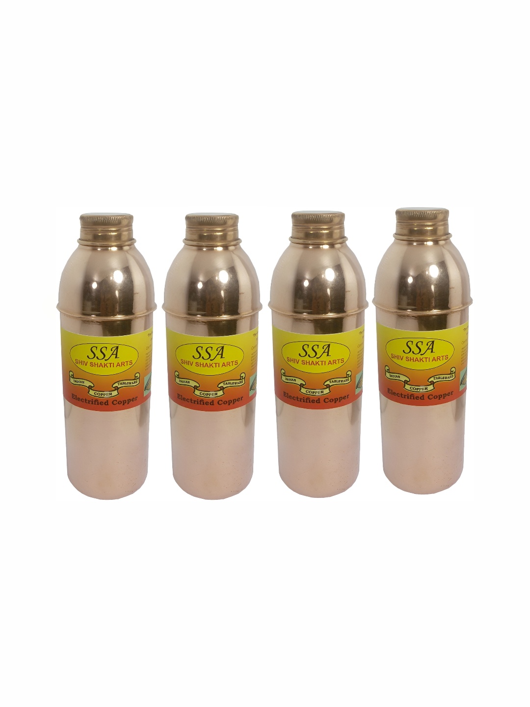

Shivshakti Arts 4 Pcs Hammered Copper Water Bottle 900 ml
