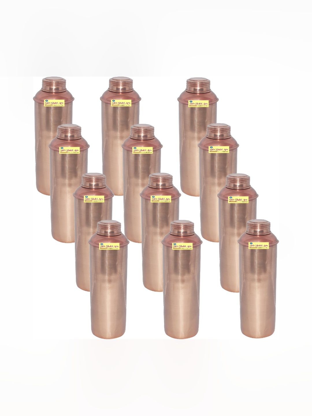 

Shivshakti Arts Brown 12 Pieces Copper Water Bottles 900 ml