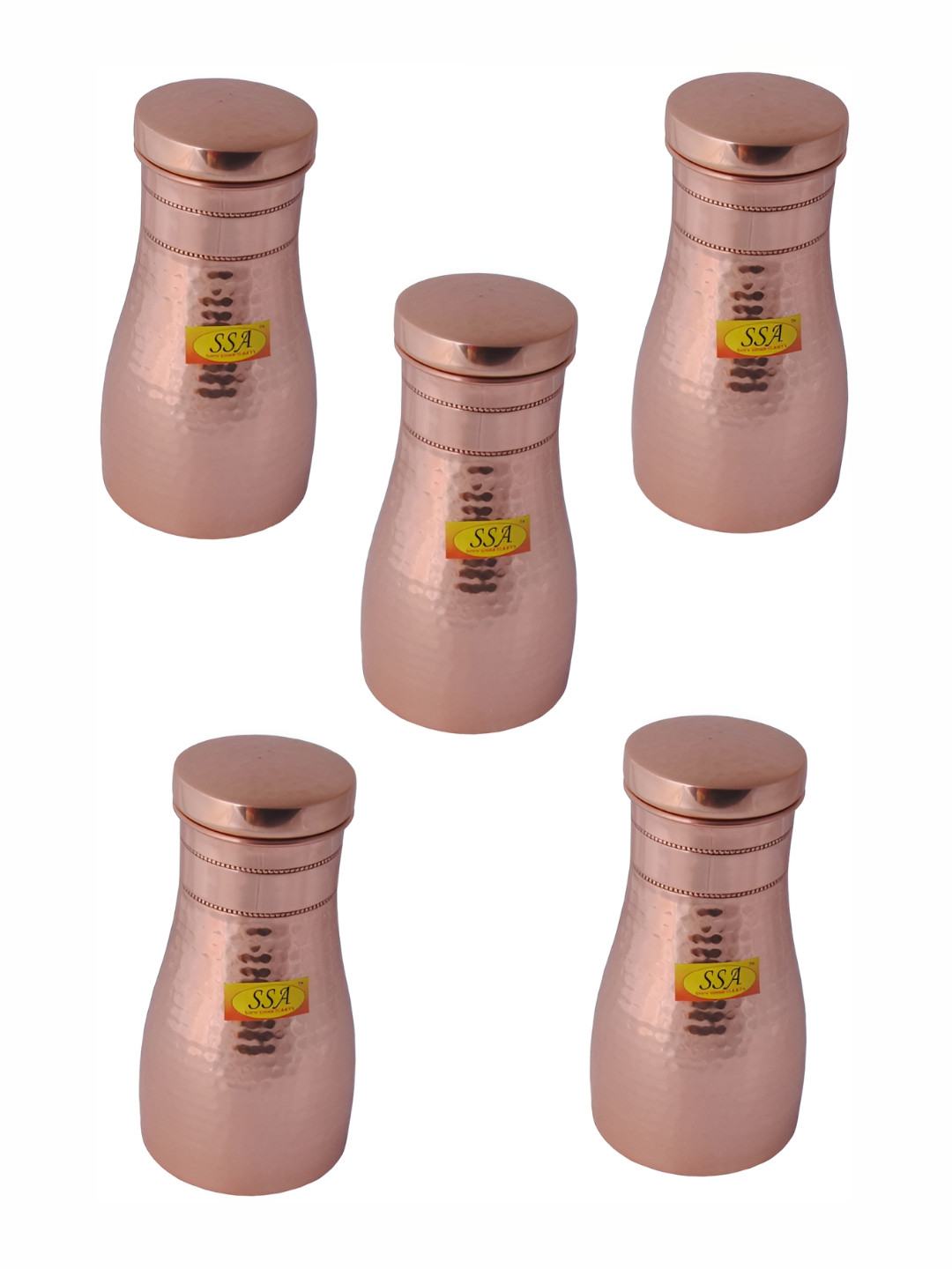 

Shivshakti Arts Copper Toned 5 Pieces Copper Water Bottle 1Ltr