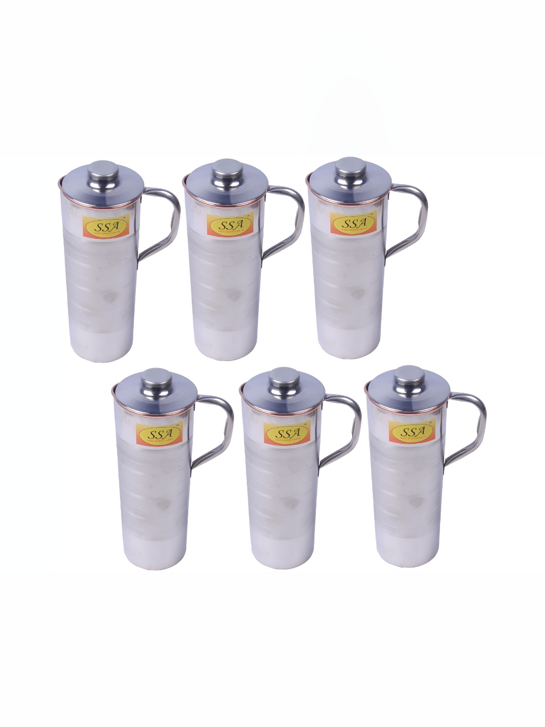 

Shivshakti Arts Silver Toned 6 Pieces Stainless Steel Glossy Mugs 1 Ltr