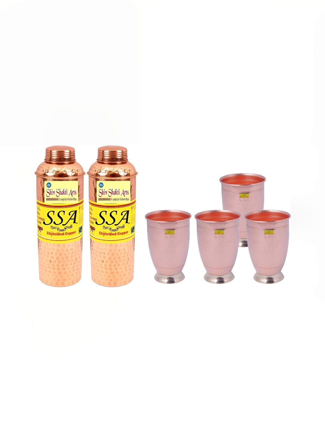 

Shivshakti Arts Copper-Toned 6Pcs Copper Water Bottle